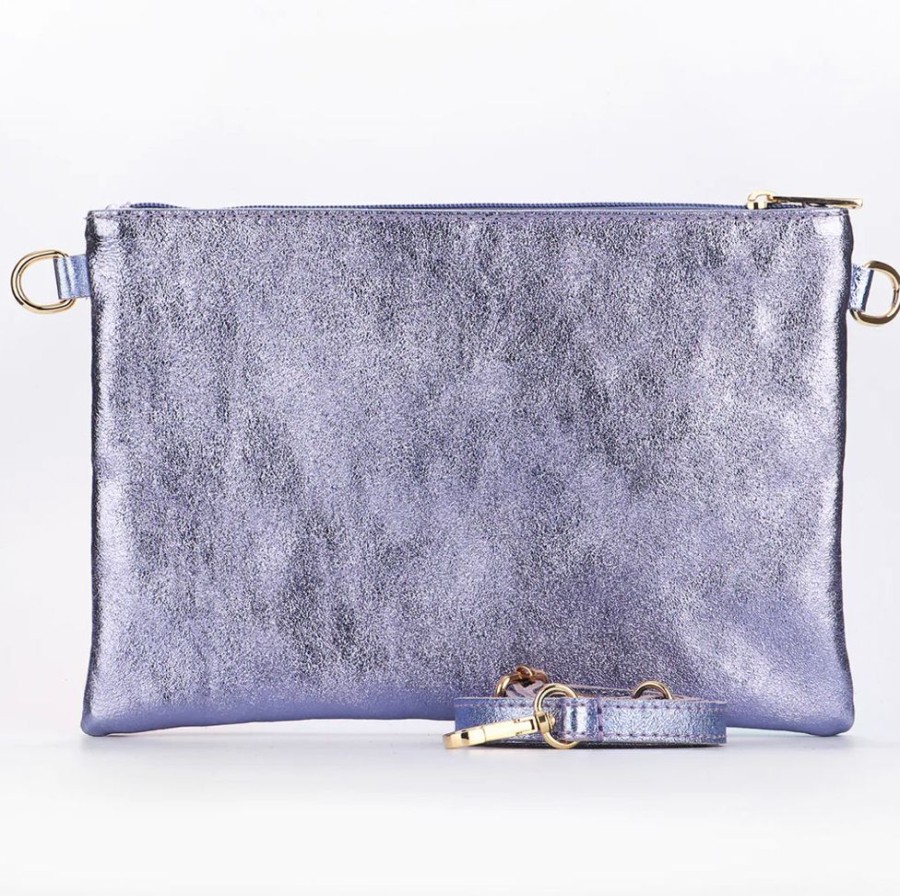 Bags, Straps & Purses Tarelle Leather Bags | Leather Rainbow Striped Clutch Bag-Lilac