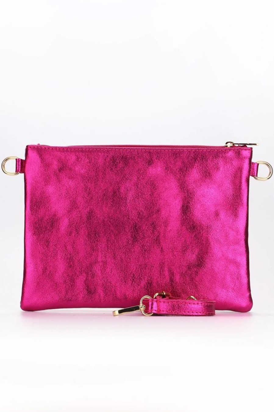 Bags, Straps & Purses Tarelle Metallic Bags & Purses | Leather Rainbow Striped Clutch Bag-Pink