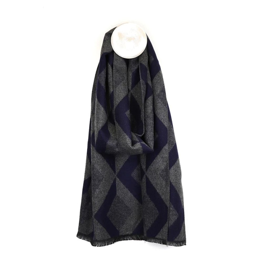 Scarves, Hats & Gloves Tarelle Scarves | Men'S Chevron Scarf-Navy Blue/Grey