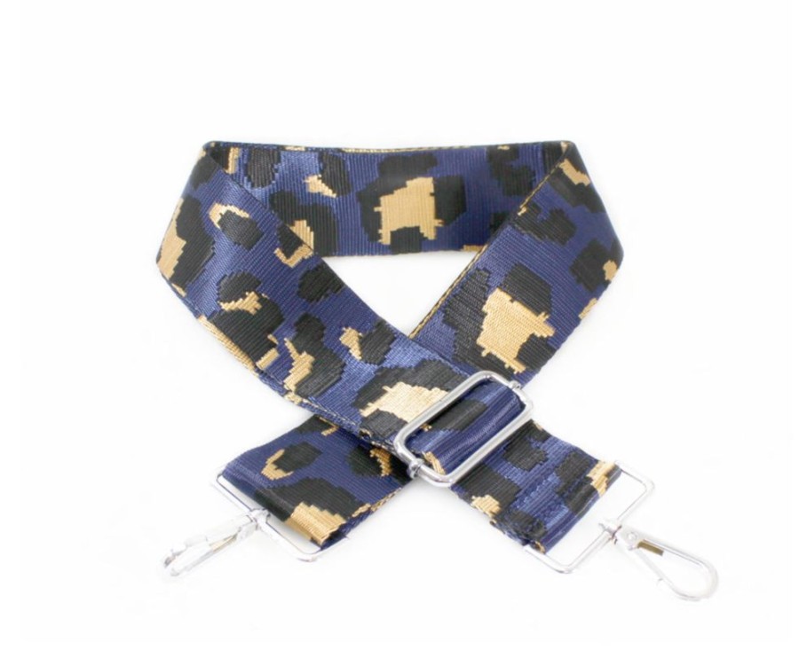 Bags, Straps & Purses Tarelle Bag Straps | Silver Hardware Leopard Print Bag Strap-Navy Blue