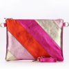 Bags, Straps & Purses Tarelle Clutches | Leather Rainbow Striped Clutch Bag-Pink