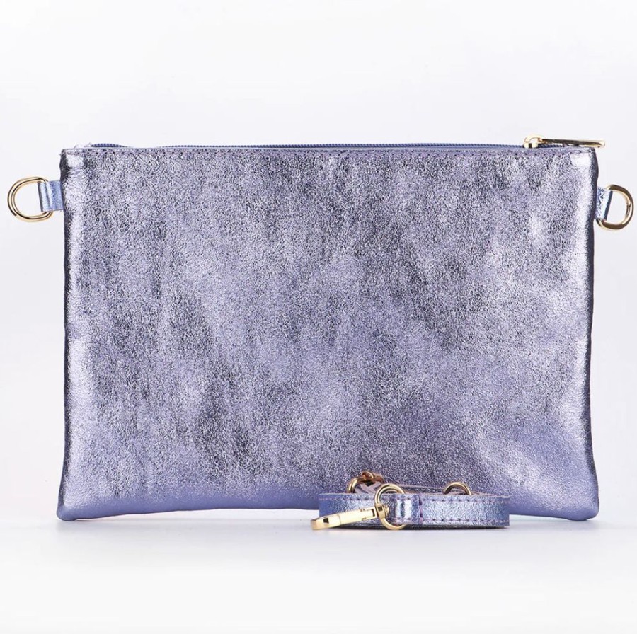 Bags, Straps & Purses Tarelle Clutches | Leather Rainbow Striped Clutch Bag-Lilac