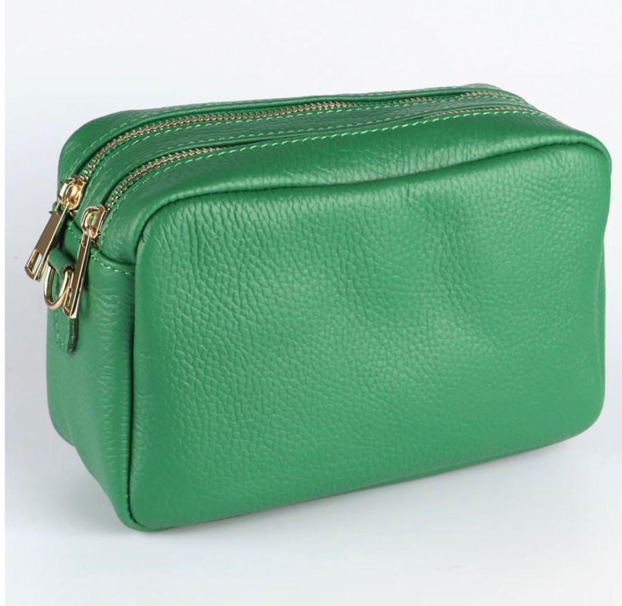 Bags, Straps & Purses Tarelle Leather Bags | Ana Double Section Leather Cross Body Bag-Green