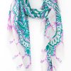 Scarves, Hats & Gloves Tarelle Scarves | Sea Print Scarf-Green /Lilac