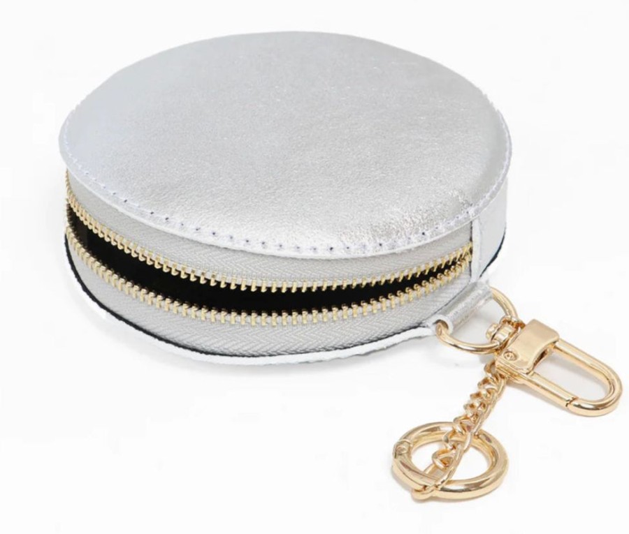 Bags, Straps & Purses Tarelle Purses | Leather Round Coin Purse-Silver