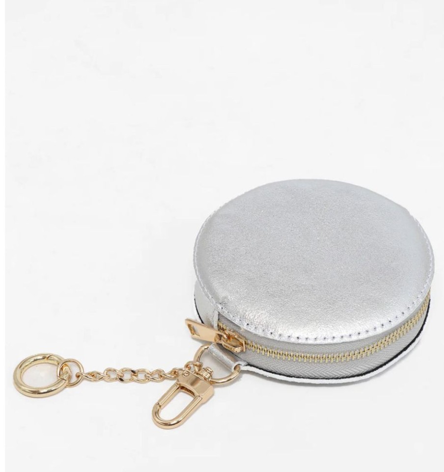 Bags, Straps & Purses Tarelle Purses | Leather Round Coin Purse-Silver