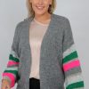 Cardigans Tarelle | Colourblock Sleeve Cardigan-Grey