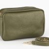 Bags, Straps & Purses Tarelle Leather Bags | Ana Double Section Leather Cross Body Bag -Khaki Green