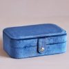 Jewellery Tarelle Jewellery Boxes | Velvet Rectangular Travel Jewellery Case-Navy Blue