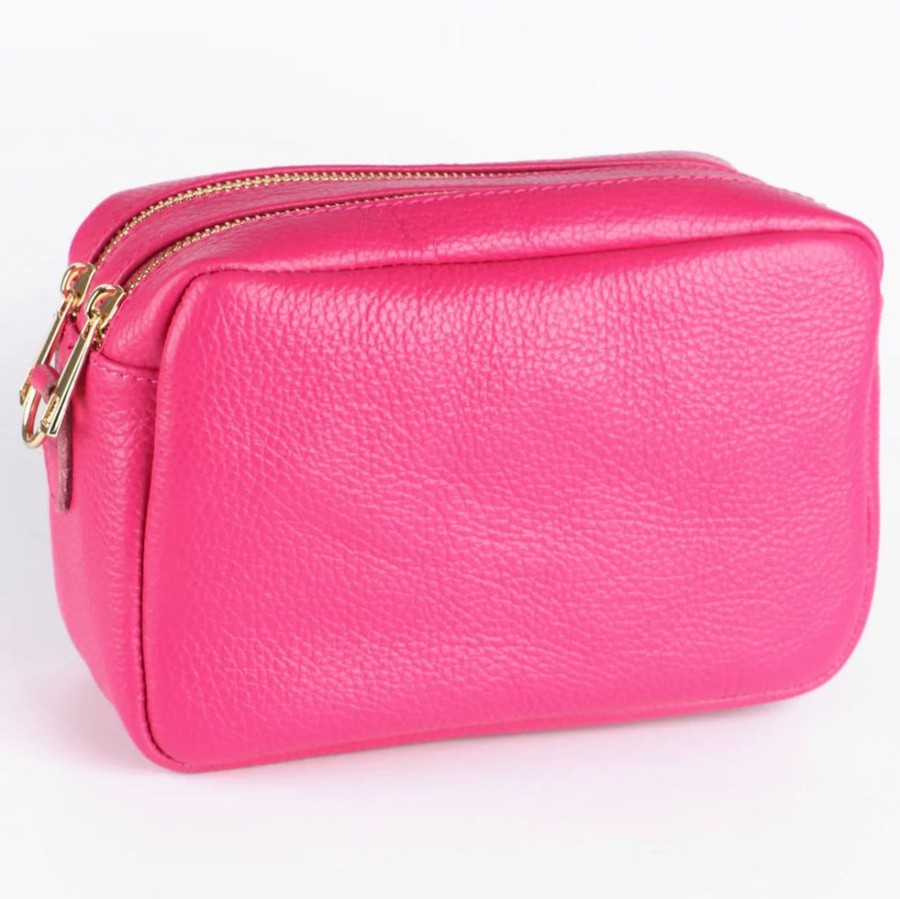 Bags, Straps & Purses Tarelle Leather Bags | Ana Double Section Leather Cross Body Bag-Fuchsia Pink