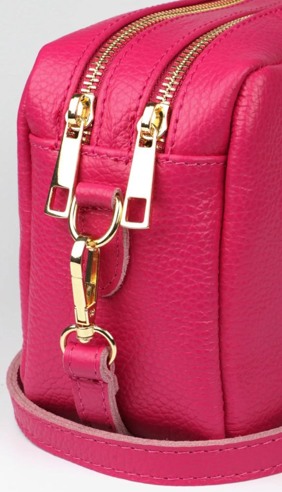 Bags, Straps & Purses Tarelle Leather Bags | Ana Double Section Leather Cross Body Bag-Fuchsia Pink