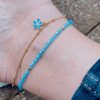 Jewellery Tarelle Anklets | Flower Charm Beaded Anklet-Turquoise Blue