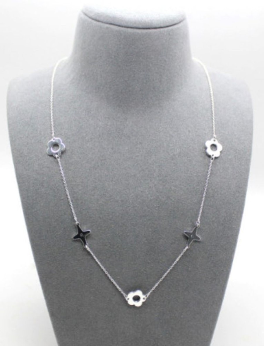 Jewellery Tarelle Necklaces | Flower & Star Long Necklace-Silver