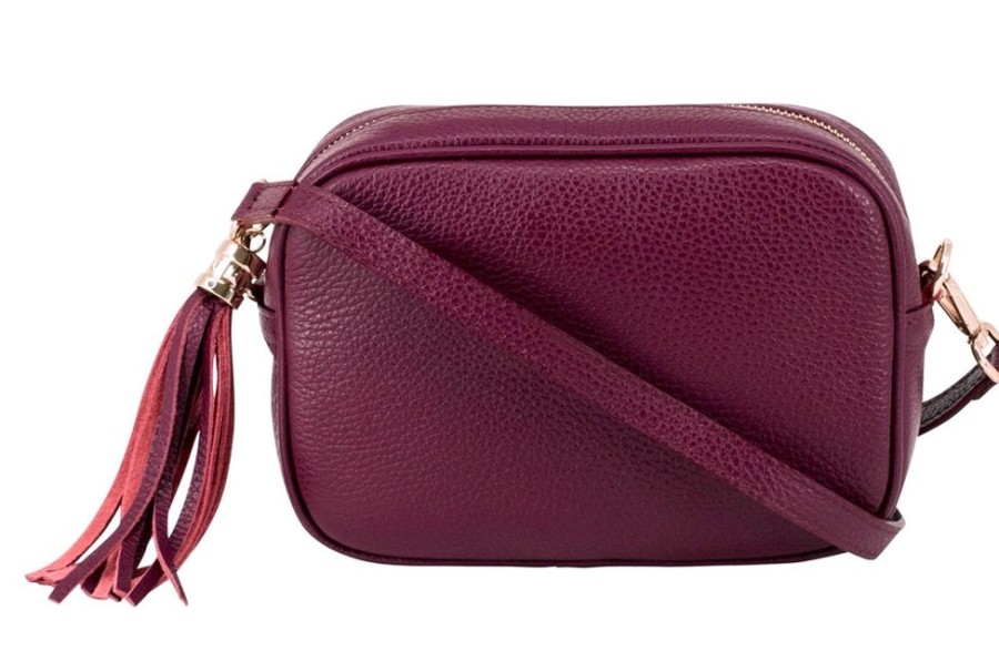 Bags, Straps & Purses Tarelle Leather Bags | Lila Leather Cross Body Bag-Plum Red