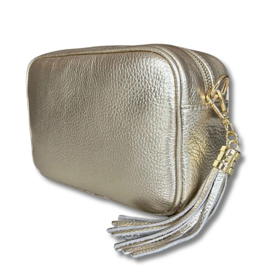 Bags, Straps & Purses Tarelle Metallic Bags & Purses | Tarelle Leather Crossbody Bag-Gold