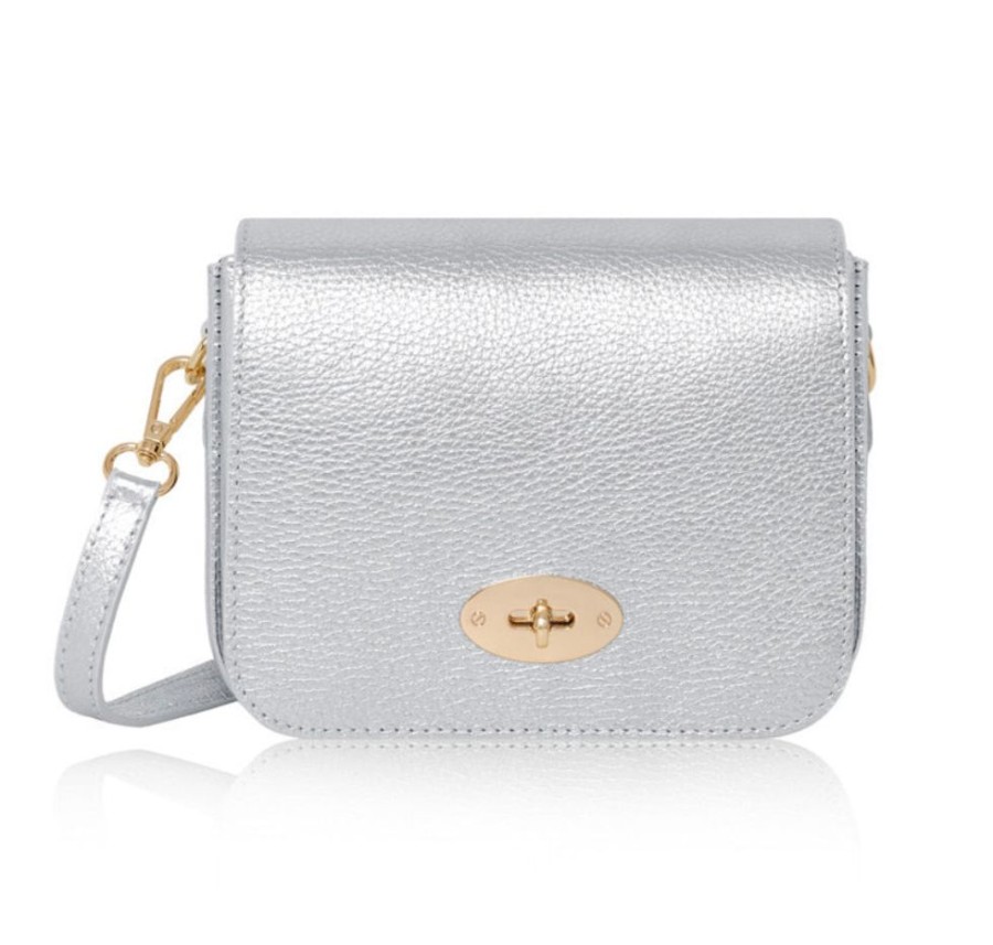 Bags, Straps & Purses Tarelle Metallic Bags & Purses | Esme Leather Box Bag-Silver