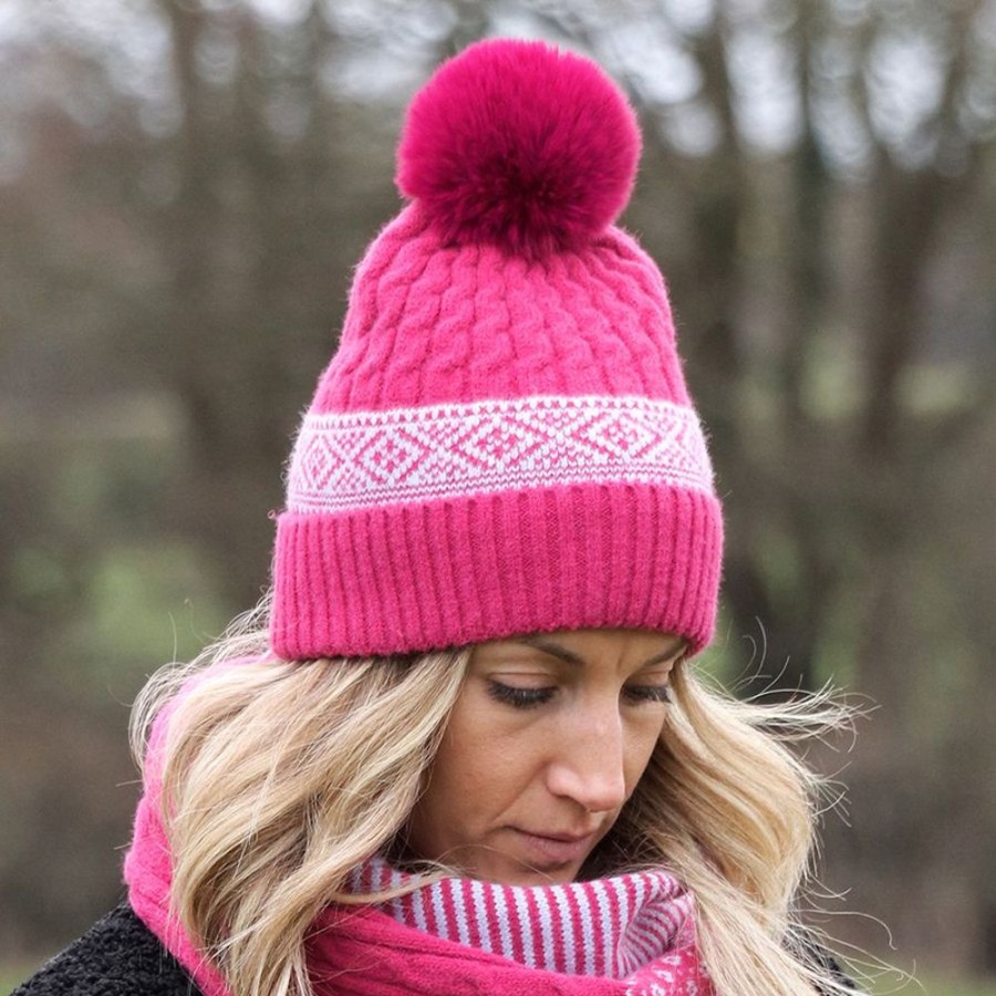 Scarves, Hats & Gloves Tarelle Hats | Bobble Hat-Magenta Pink