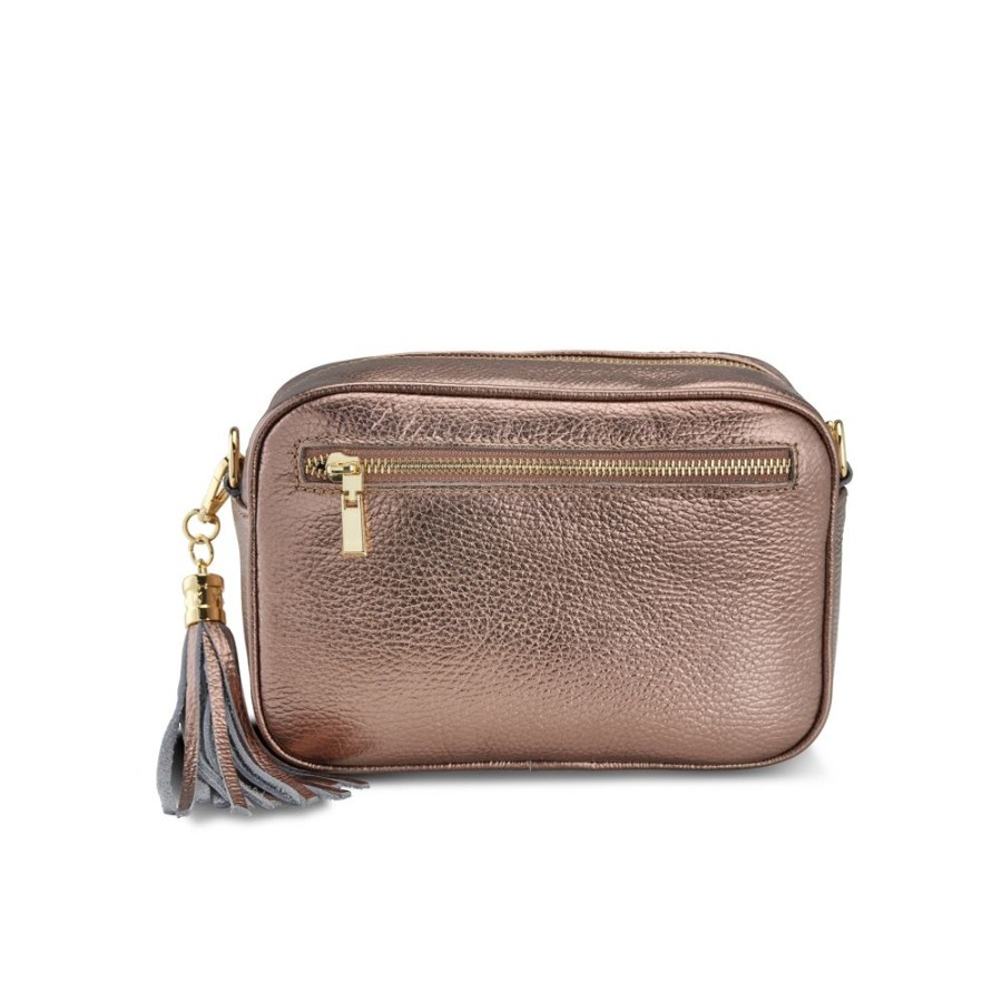 Bags, Straps & Purses Tarelle Metallic Bags & Purses | Tarelle Leather Crossbody Bag-Bronze