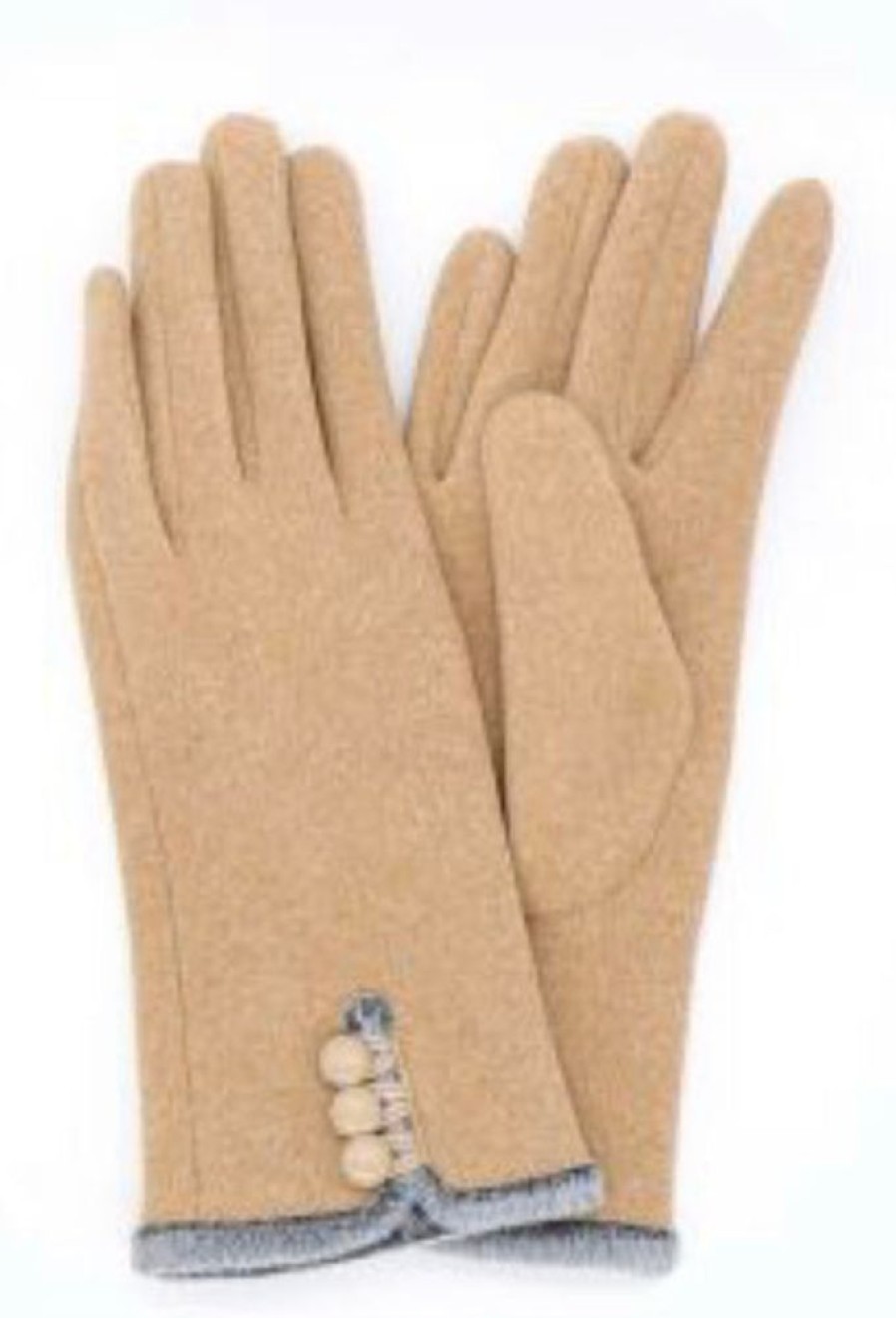 Scarves, Hats & Gloves Tarelle Gloves | Three Button Gloves-Camel