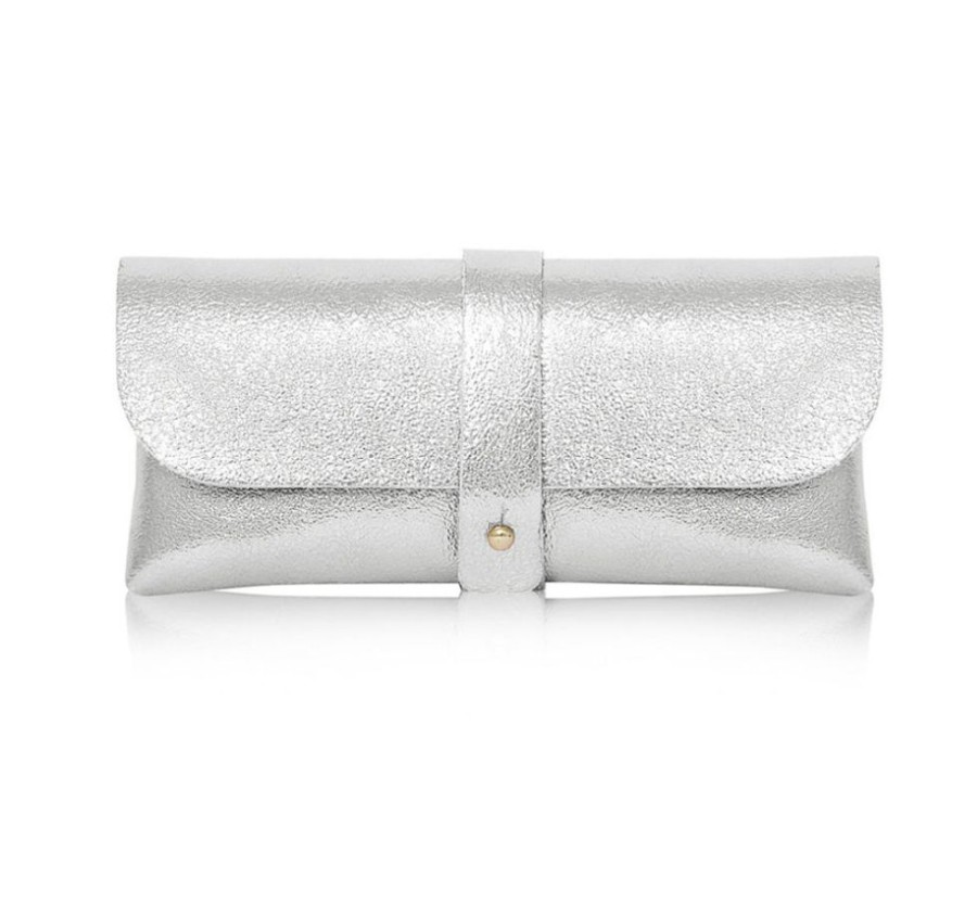 Bags, Straps & Purses Tarelle Metallic Bags & Purses | Leather Glasses Case-Silver