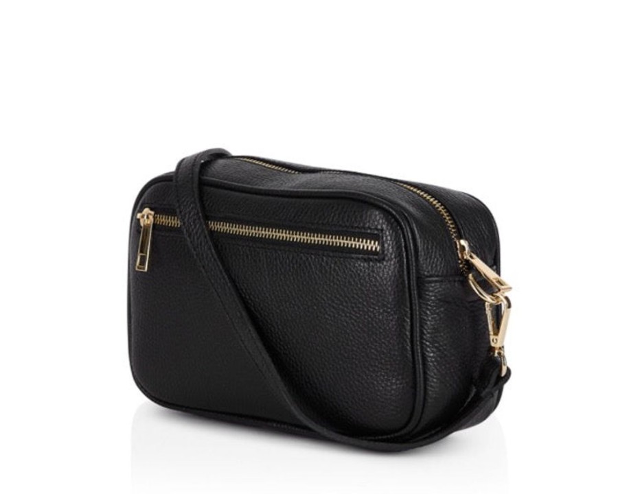 Bags, Straps & Purses Tarelle Leather Bags | Eden Leather Cross Body Bag-Black/Gold