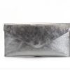 Bags, Straps & Purses Tarelle Metallic Bags & Purses | Leather Envelope Clutch Bag-Dark Silver