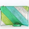 Bags, Straps & Purses Tarelle Metallic Bags & Purses | Leather Rainbow Striped Clutch Bag-Green