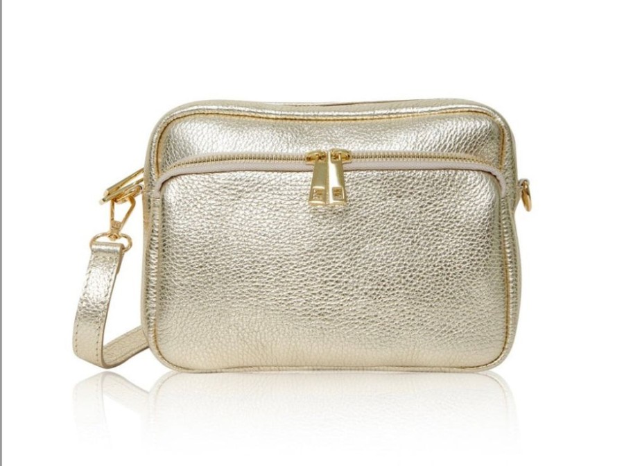 Bags, Straps & Purses Tarelle Metallic Bags & Purses | Daisy Leather Cross Body Bag-Gold