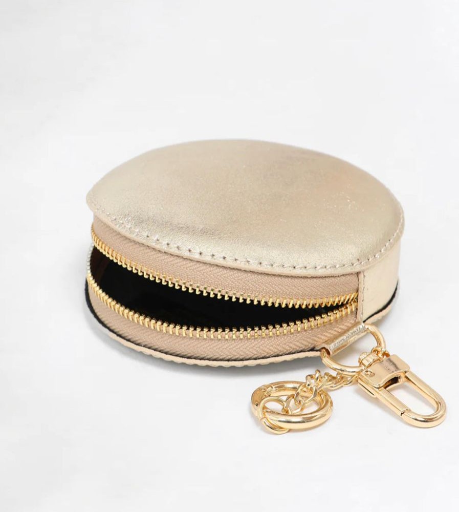 Bags, Straps & Purses Tarelle Purses | Leather Round Coin Purse-Gold