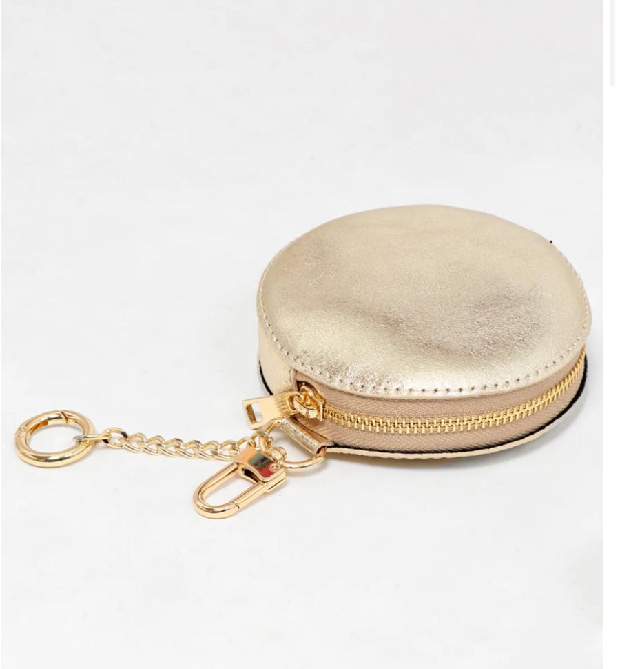 Bags, Straps & Purses Tarelle Purses | Leather Round Coin Purse-Gold