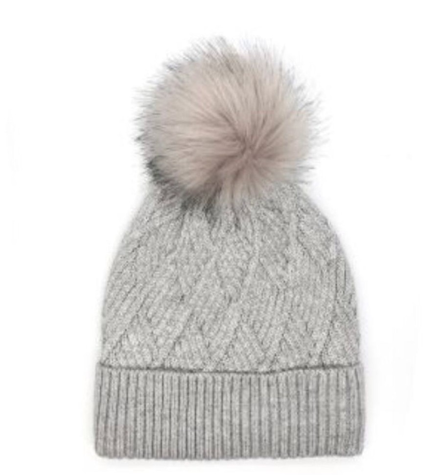 Scarves, Hats & Gloves Tarelle Hats | Diamond Knit Beanie-Light Grey