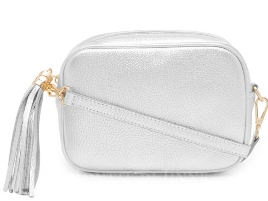 Bags, Straps & Purses Tarelle Metallic Bags & Purses | Lila Leather Cross Body Bag-Silver