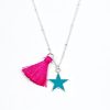 Jewellery Tarelle Necklaces | Turquoise Fuchsia Tassel & Star Necklace-Silver