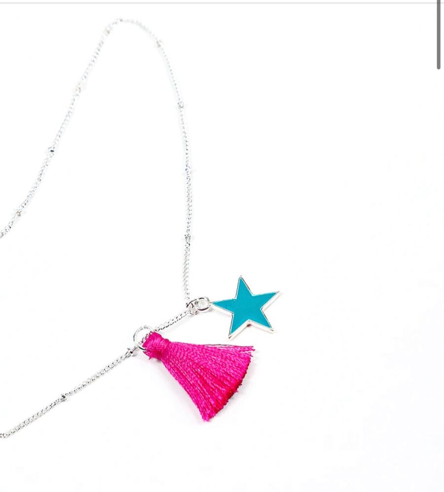 Jewellery Tarelle Necklaces | Turquoise Fuchsia Tassel & Star Necklace-Silver