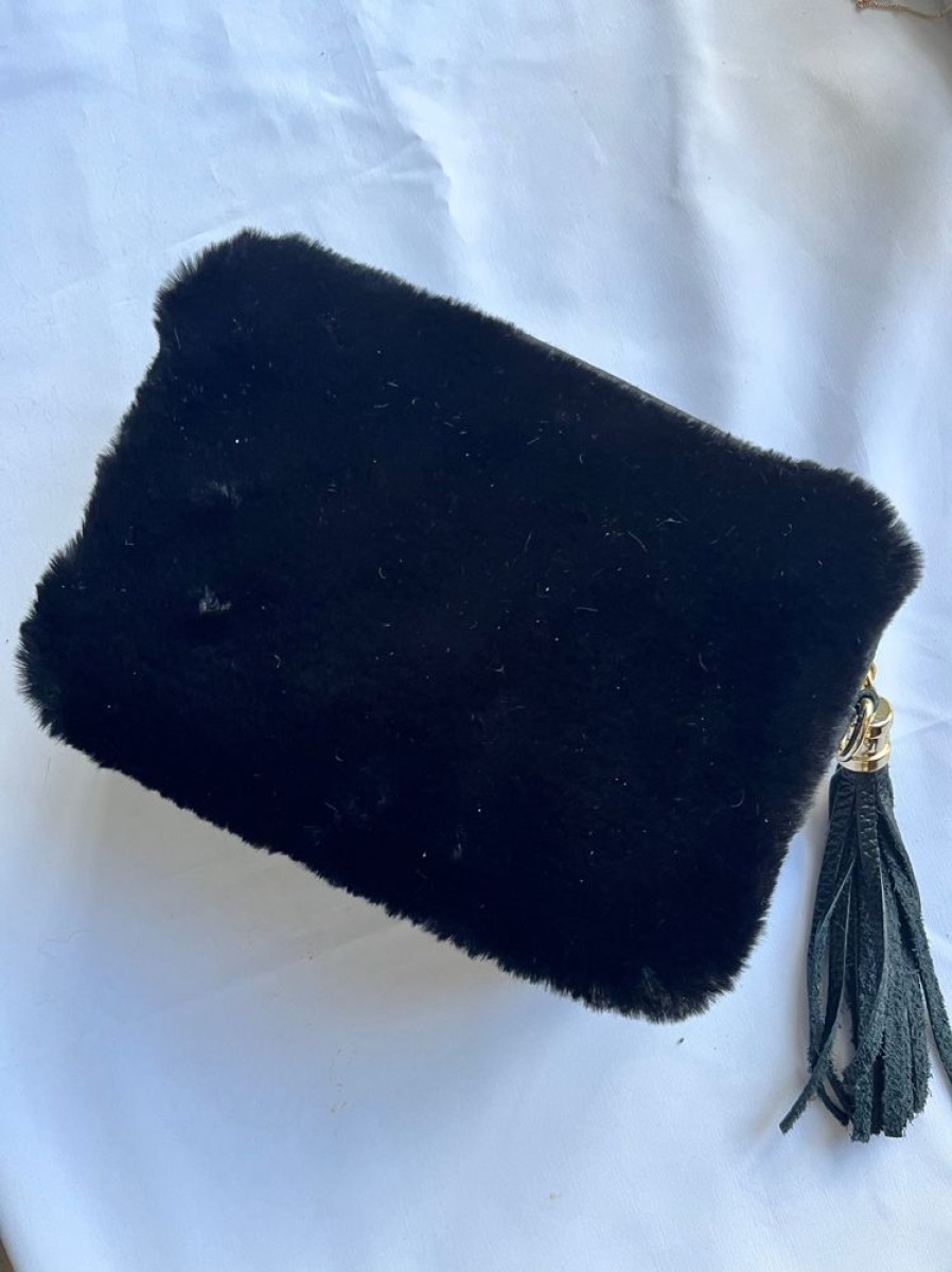 Bags, Straps & Purses Tarelle Faux Shearling Bags | Faux Fur Leather Crossbody Bag-Black