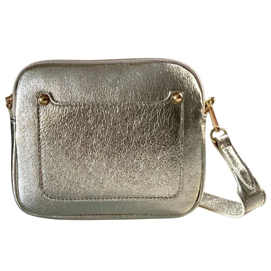 Bags, Straps & Purses Tarelle Metallic Bags & Purses | Zara Leather Crossbody Bag-Gold