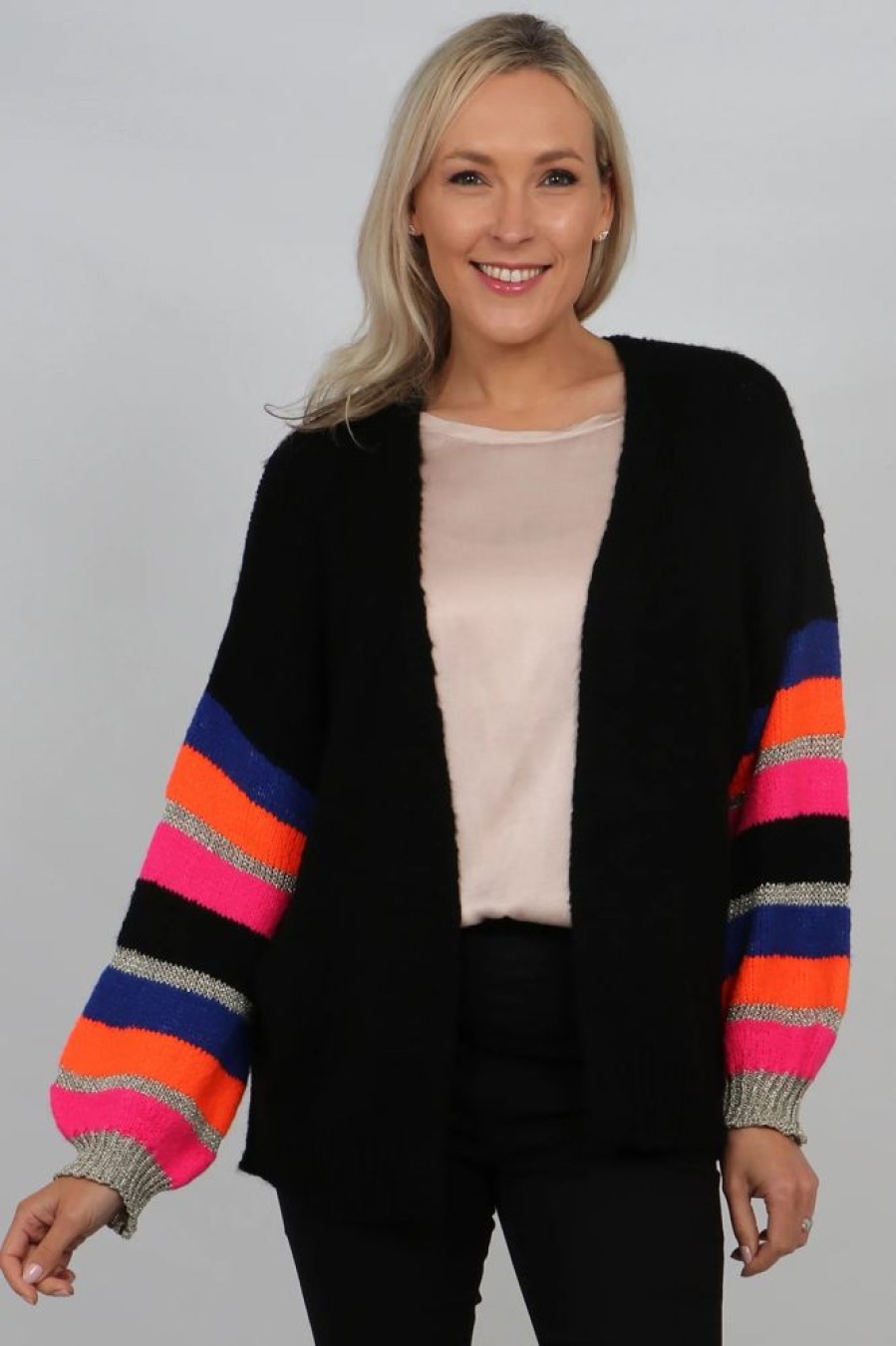 Cardigans Tarelle | Colourblock Sleeve Cardigan-Black