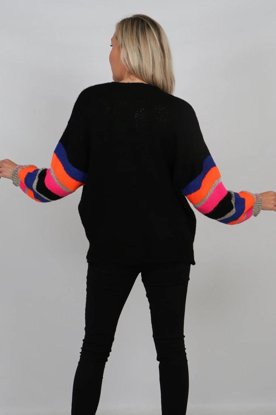 Cardigans Tarelle | Colourblock Sleeve Cardigan-Black