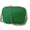 Bags, Straps & Purses Tarelle Leather Bags | Gigi Quiltchain Leather Cross Body Bag-Green