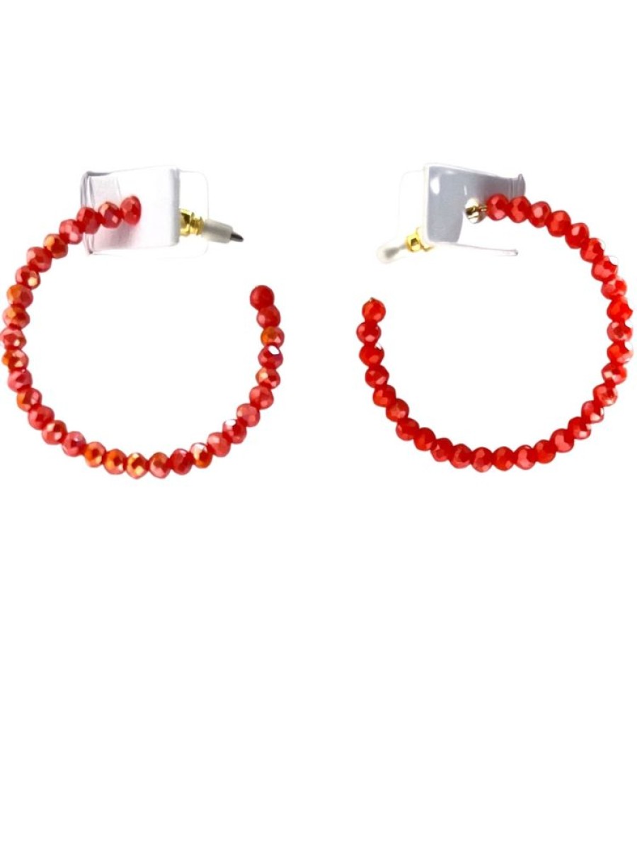 Jewellery Tarelle Earrings | Elsa Beaded Hoop Earrings-Orange