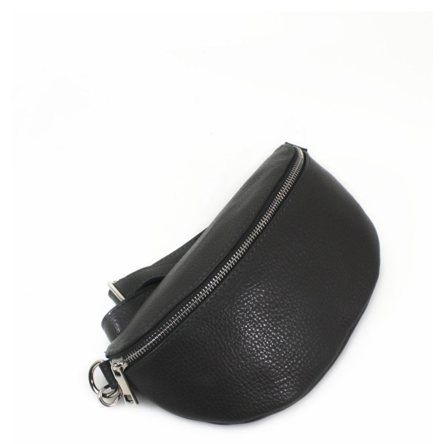 Bags, Straps & Purses Tarelle Leather Bags | Silver Hardware Inga Leather Belt Bag-Black