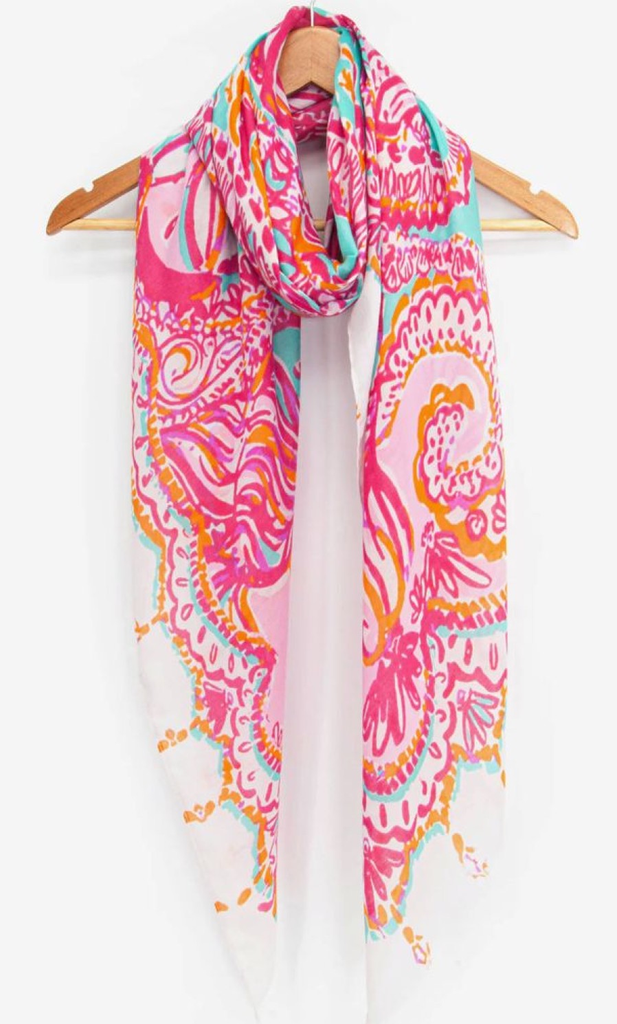 Scarves, Hats & Gloves Tarelle Scarves | Sea Print Scarf-Pink/Orange