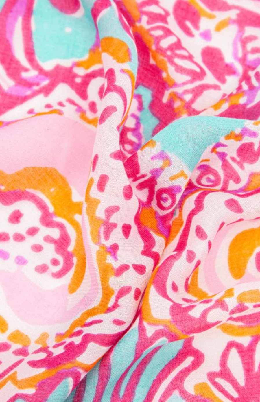 Scarves, Hats & Gloves Tarelle Scarves | Sea Print Scarf-Pink/Orange