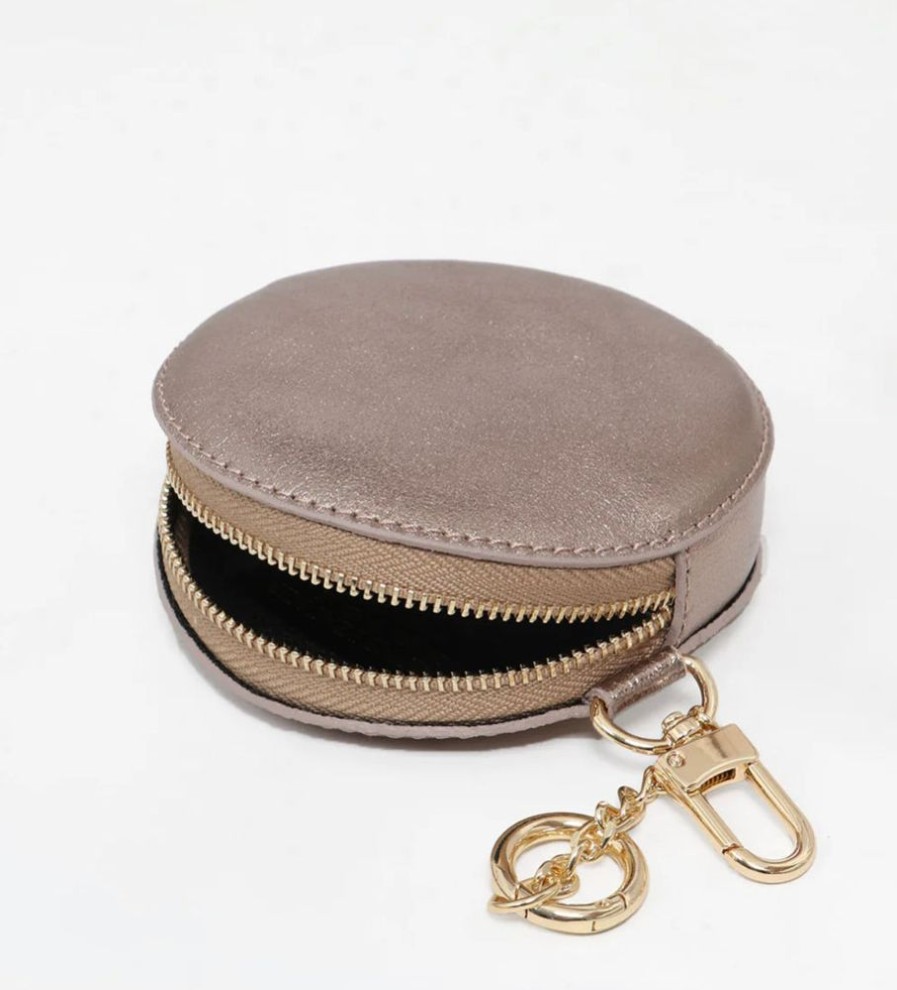 Bags, Straps & Purses Tarelle Purses | Leather Round Coin Purse-Champagne