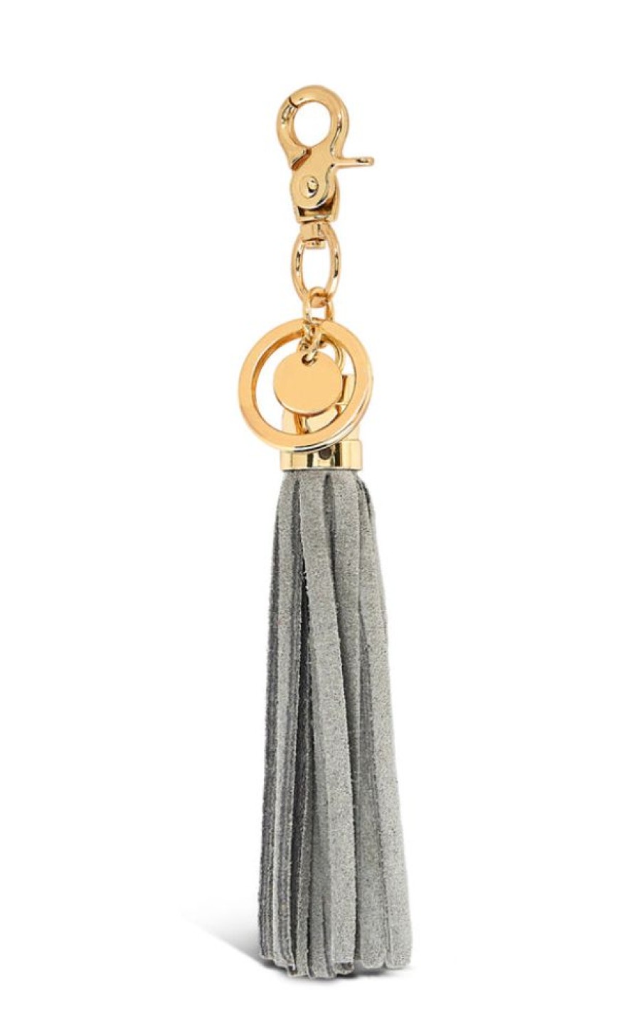 Key Rings Tarelle | Suede Leather Tassel Keyring-Light Grey